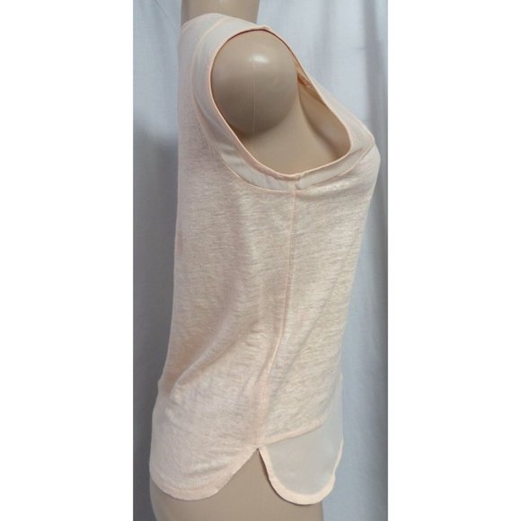 "ANN TAYLOR" LIGHT PEACH LAYERED FRONT CHIFFON INSETS BLOUSE TOP SIZE: L NWT - Picture 4 of 6